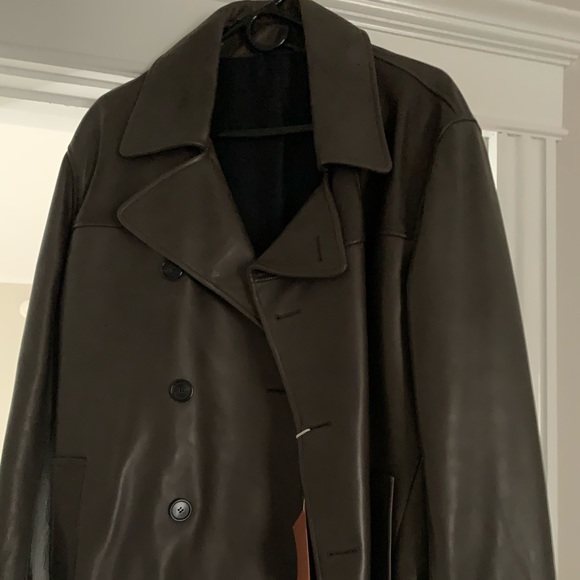 Men’s leather peacoat - Picture 2 of 6